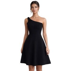 Banana Republic NWT black one shoulder fit & flare dress size 6